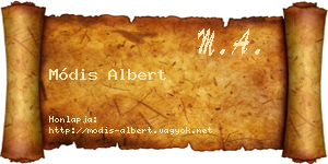 Módis Albert névjegykártya